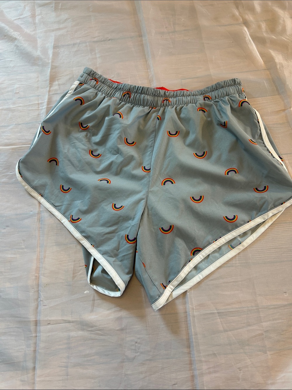 Rabbit women’s Light Gray Athletic Shorts with Rainbow Print